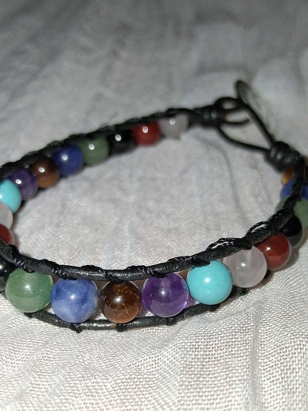 Multicolor Gemstone Bead Leather Wrap Bracelet - Women Jewelry